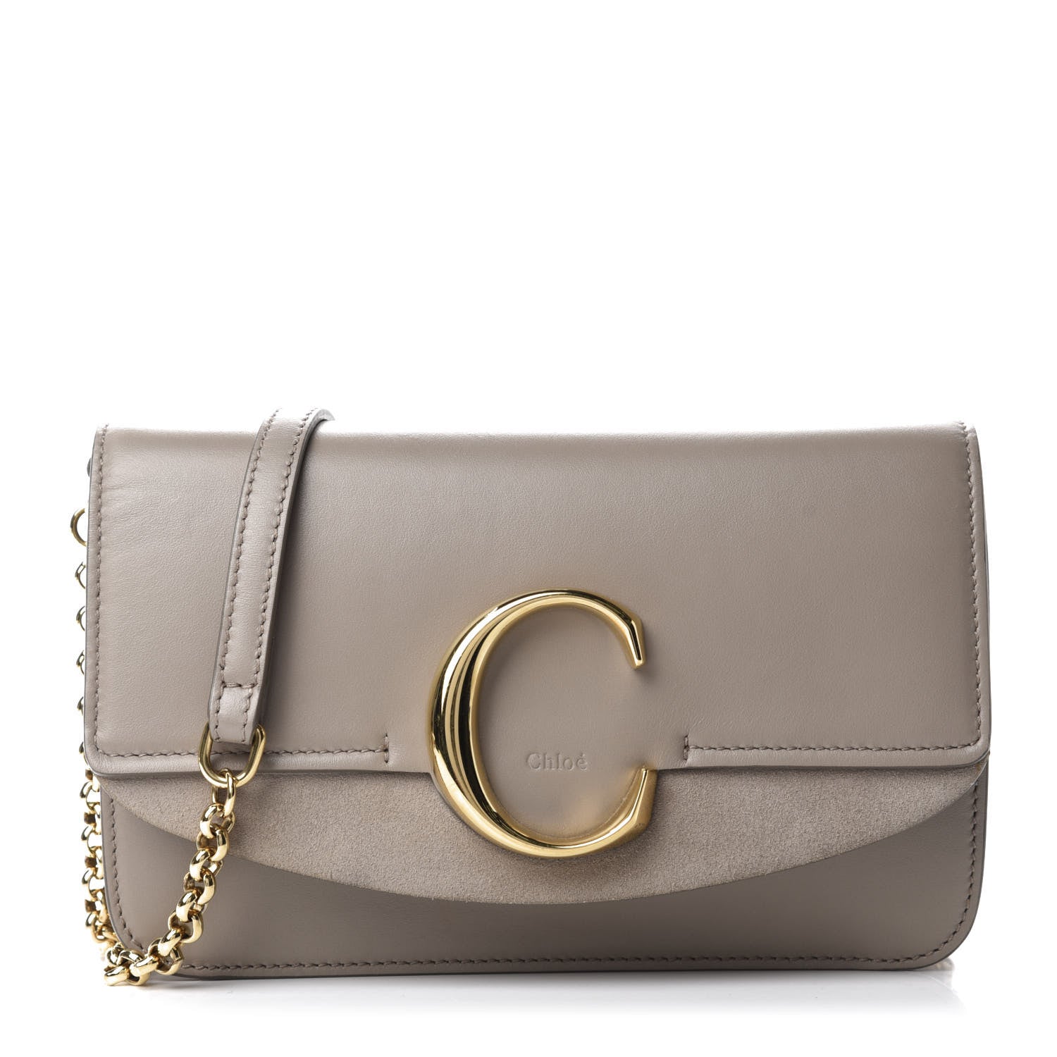 Chloe Calfskin Suede C Clutch With Chain Motty Grey 1 of 10