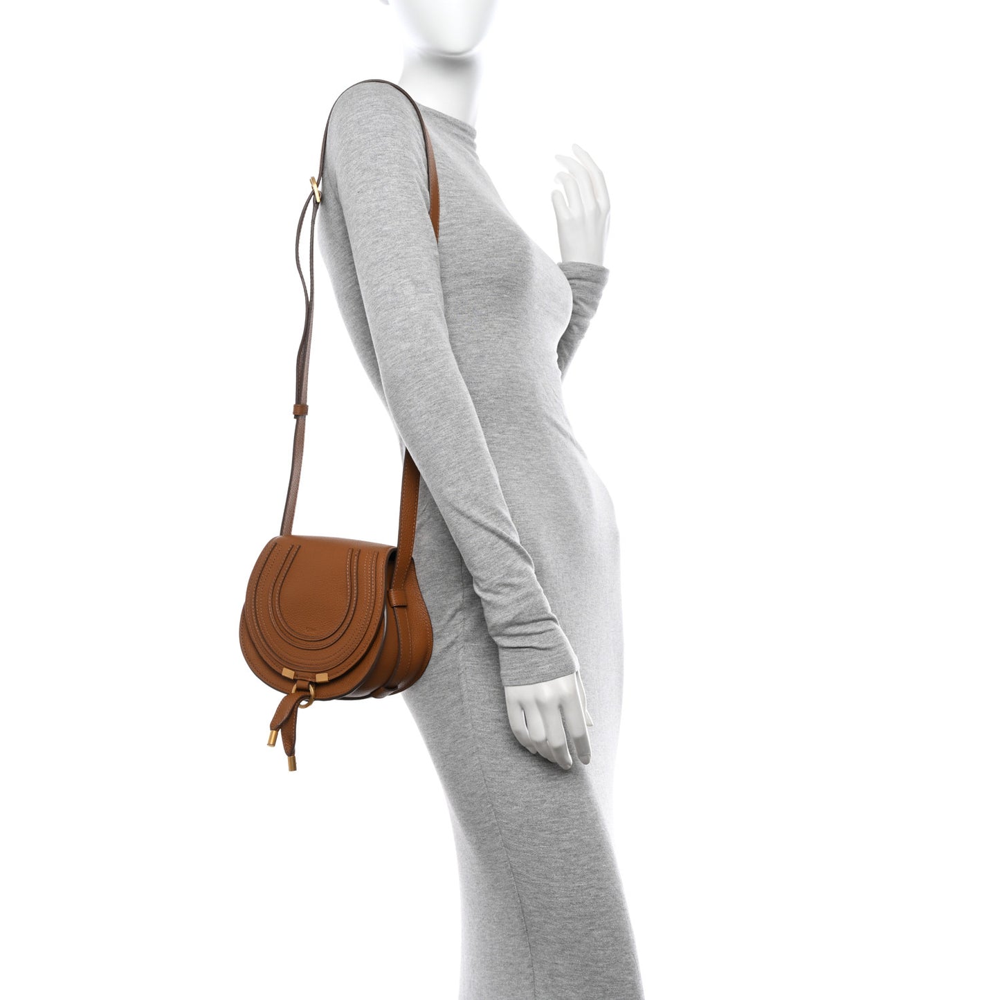 Calfskin Mini Marcie Round Crossbody Bag Tan