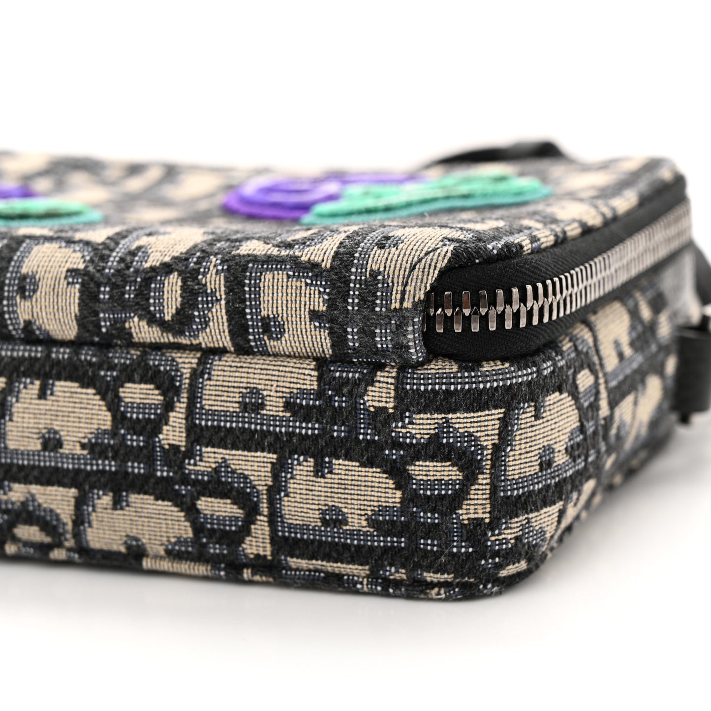 X KENNY SCHARF Oblique Canvas Embroidered Patches Crossbody Charcoal