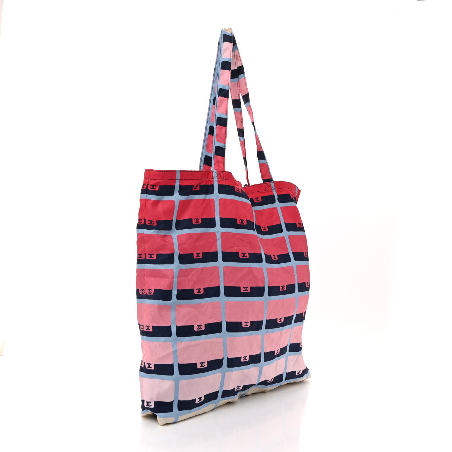 Chanel Caviar Fabric Quilted Foldable Tote With Chain Navy Multicolor 3 of 12