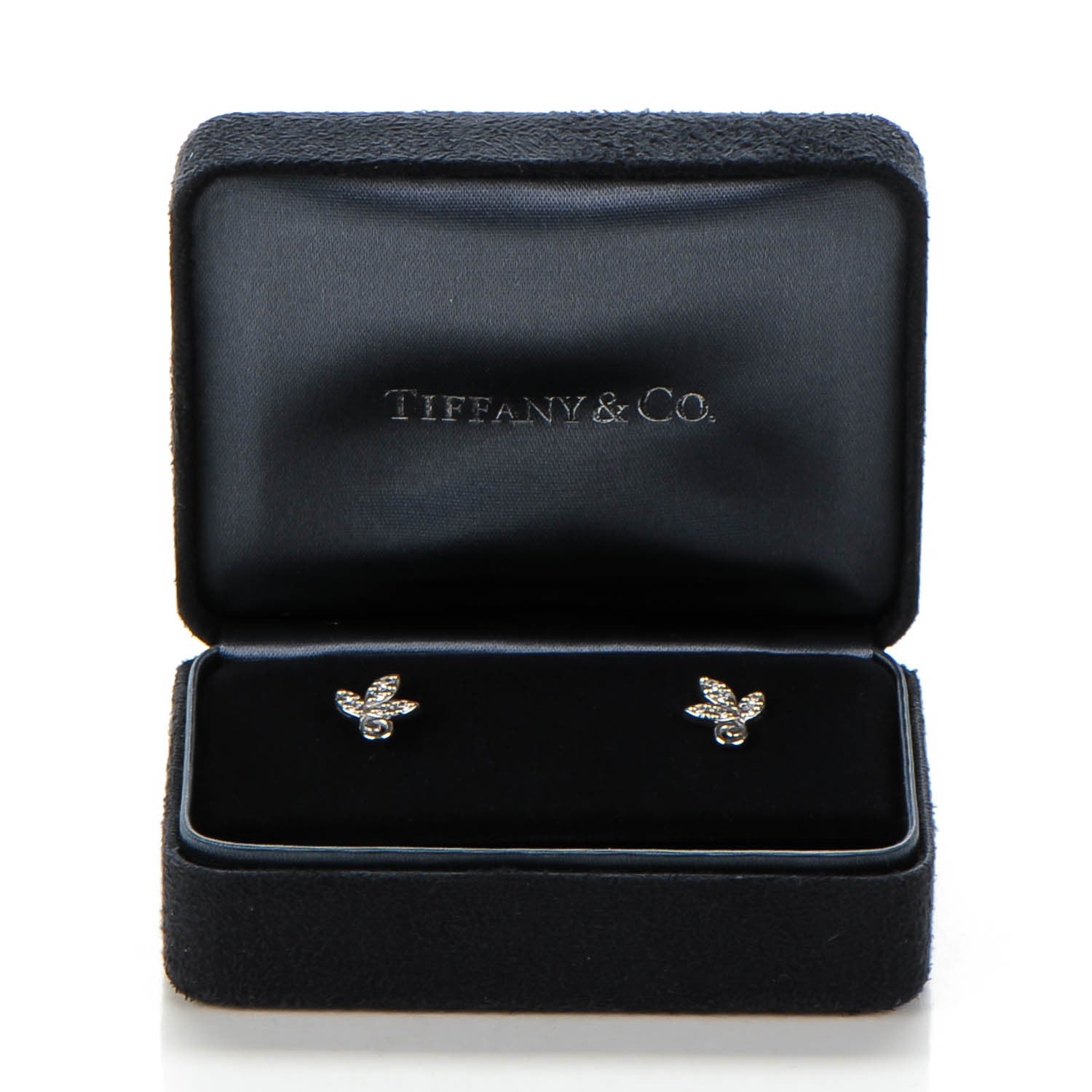 Tiffany 18K White Gold Diamond Paloma Picasso Olive Leaf Earrings 5 of 5