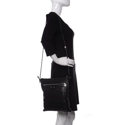 Balenciaga Agneau Classic Silver Hardware Flat Messenger Black 2 of 14