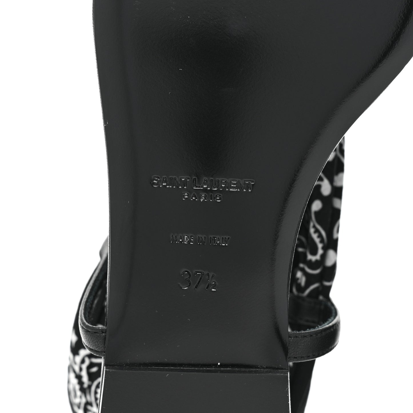 Printed Tessuto Nappa Vendome Bandana Dallas 05 Foulard Ankle Strap Sandals 37.5 Black