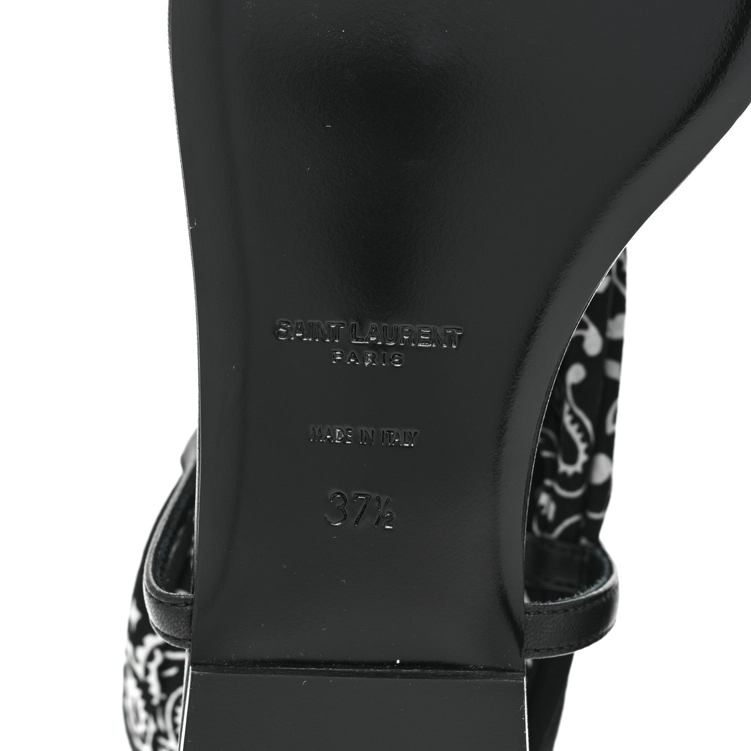 Saint Laurent Printed Tessuto Nappa Vendome Bandana Dallas 05 Foulard Ankle Strap Sandals 37.5 Black 6 of 7