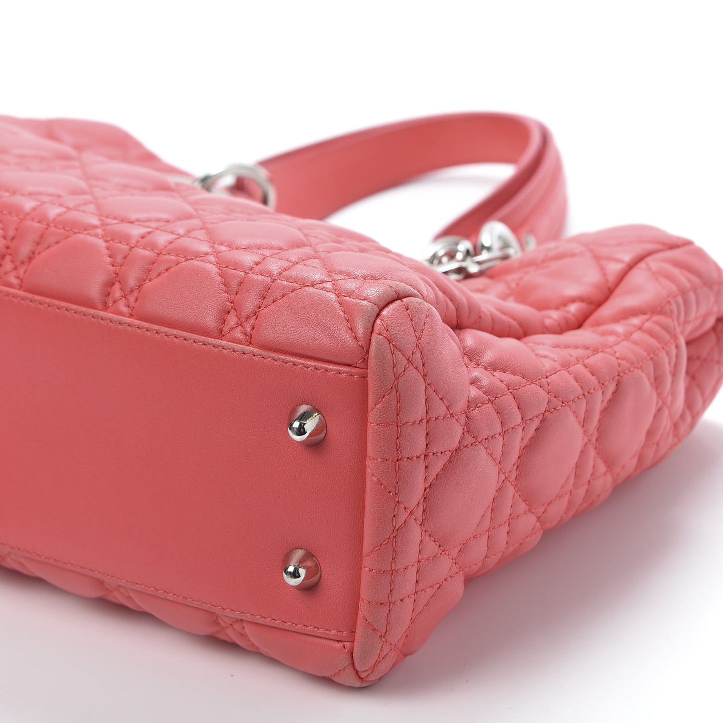 Lambskin Cannage Small Dior Soft Shopping Tote Coral