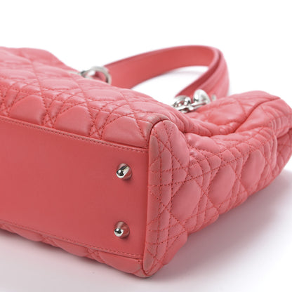 Christian Dior Lambskin Cannage Small Dior Soft Shopping Tote Coral 6 of 12