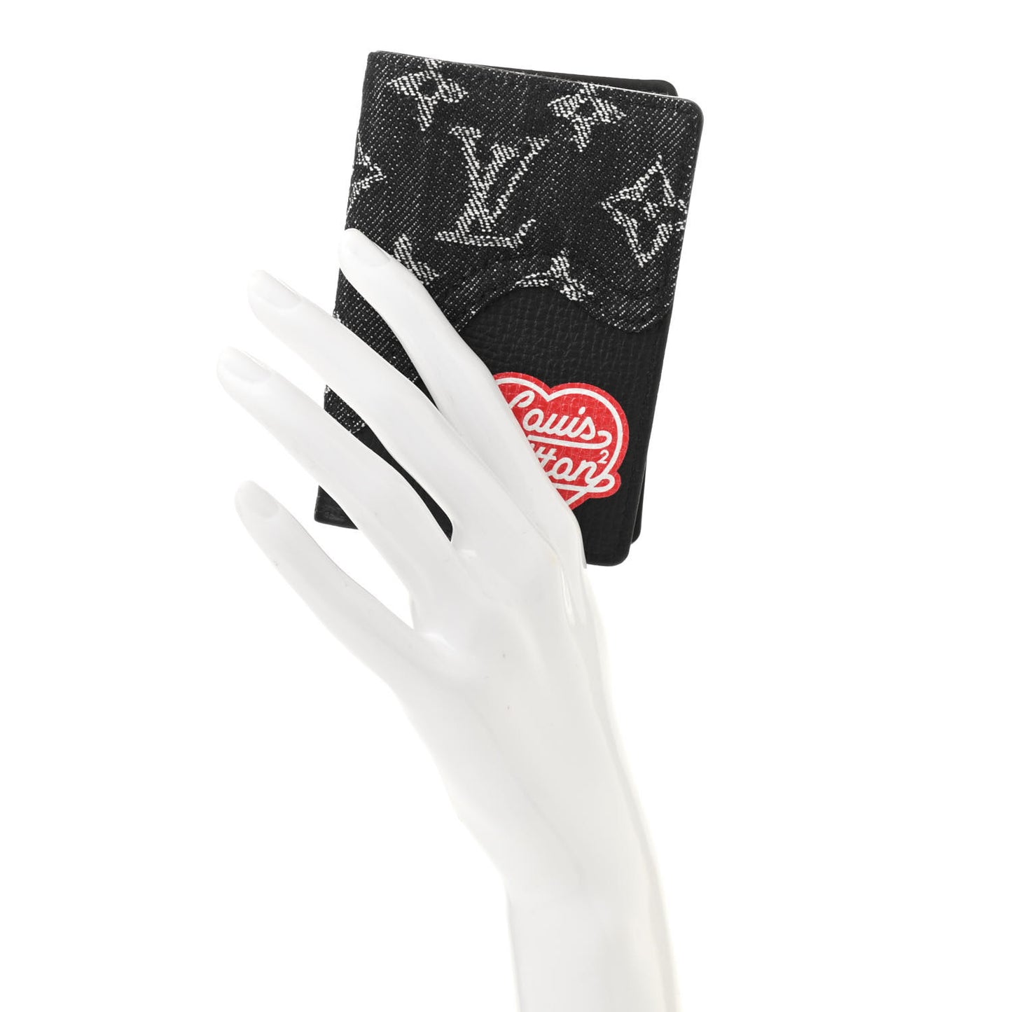 X NIGO Taurillon Monogram Denim Drip Pocket Organizer Black