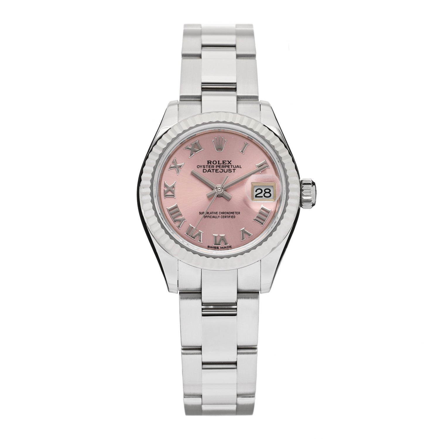 Rolex Stainless Steel 18K White Gold 28mm Oyster Perpetual Datejust Watch Pink Roman 279174 1 of 4
