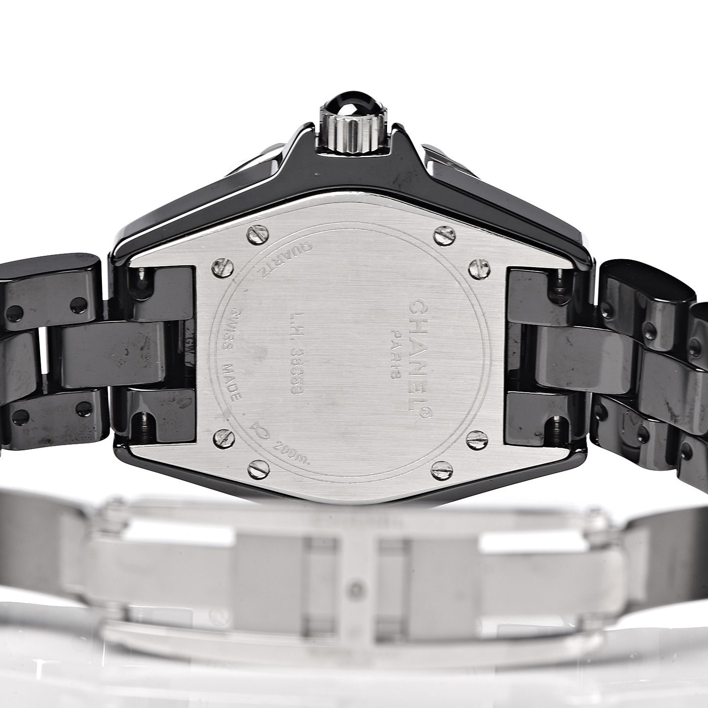 Stainless Steel Ceramic Diamond 33mm J12 Quartz Watch Black