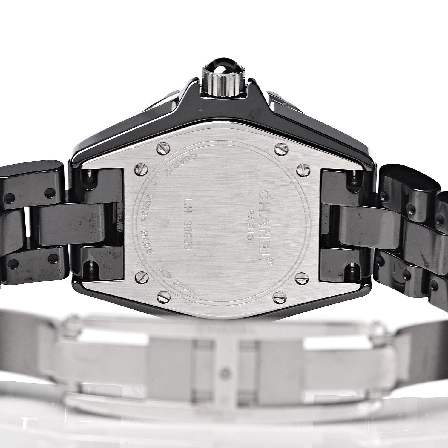 Chanel Stainless Steel Ceramic Diamond 33mm J12 Quartz Watch Black 6 of 6