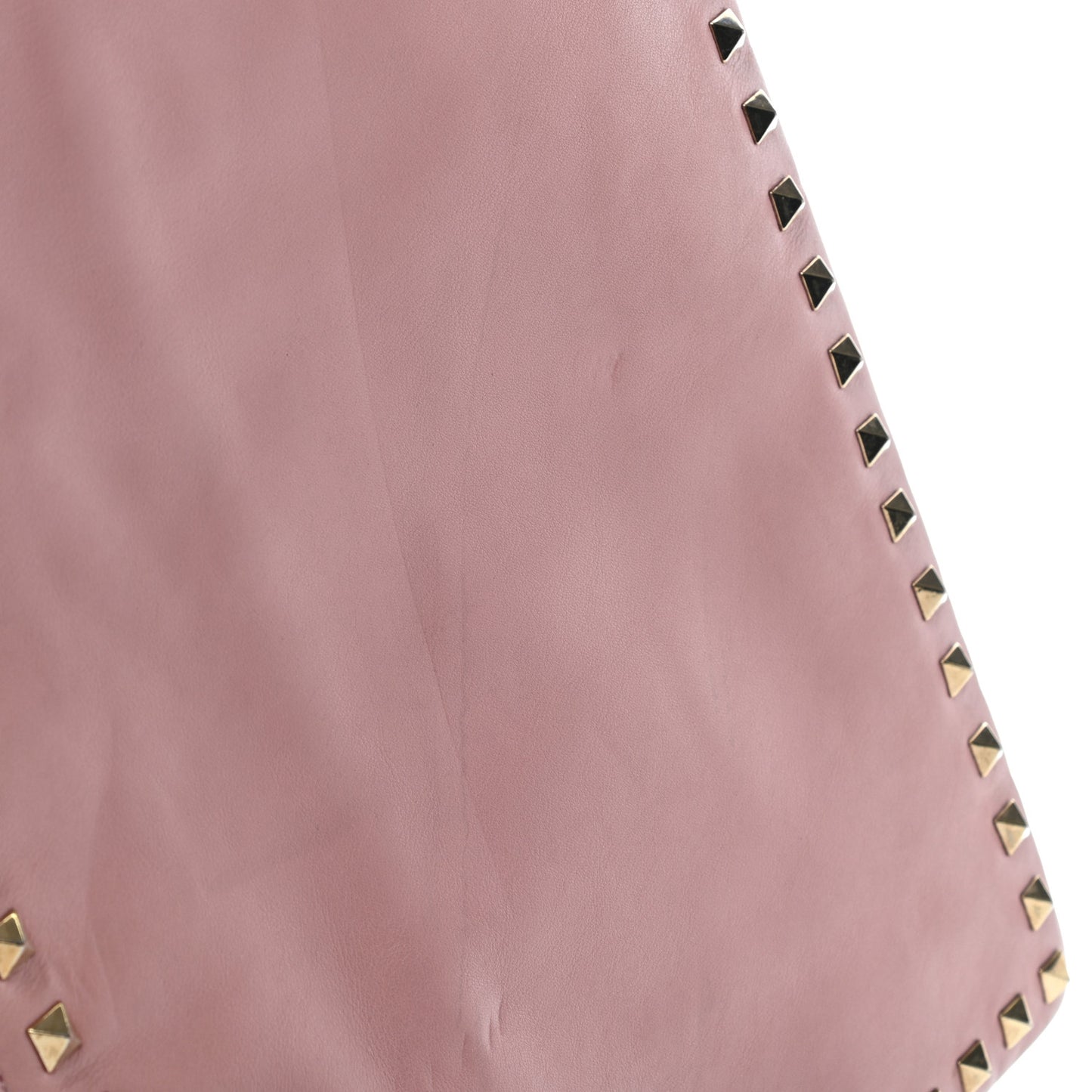 Vitello Large Rockstud Zip Wristlet Pouch Pop Gardenia