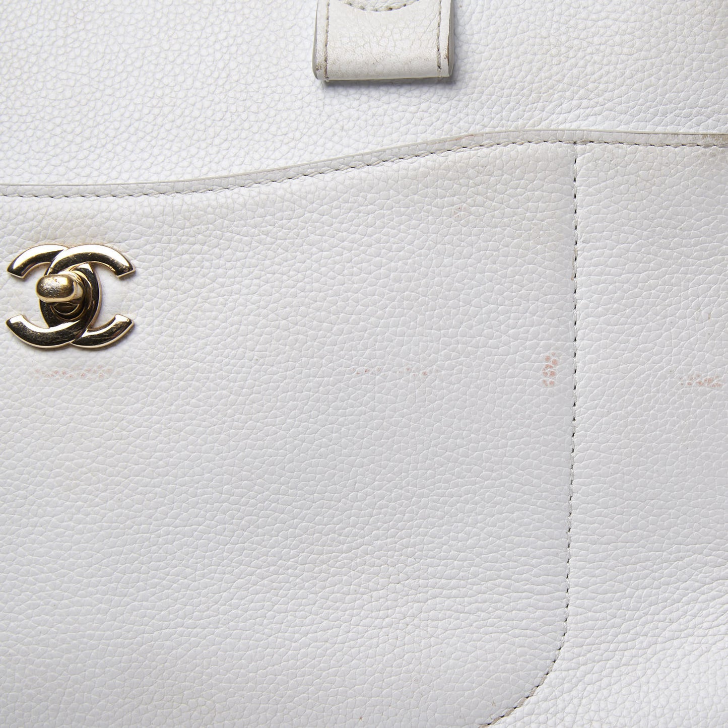Grained Calfskin Small Neo Executive Shopper Tote White