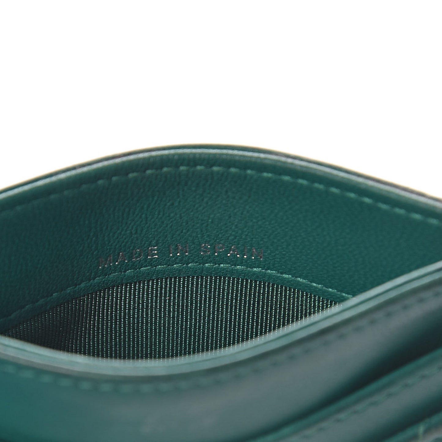 Lambskin Quilted Card Holder Green