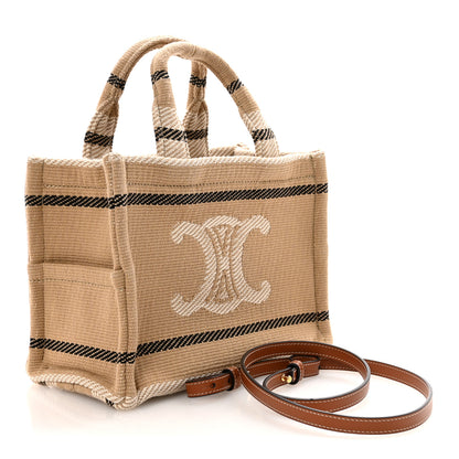 Celine Canvas Calfskin Small Cabas Thais Beige Black White 3 of 9