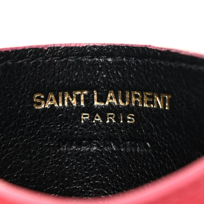 Saint Laurent Grain De Poudre Matelasse Chevron Monogram Credit Card Case Pink 6 of 8