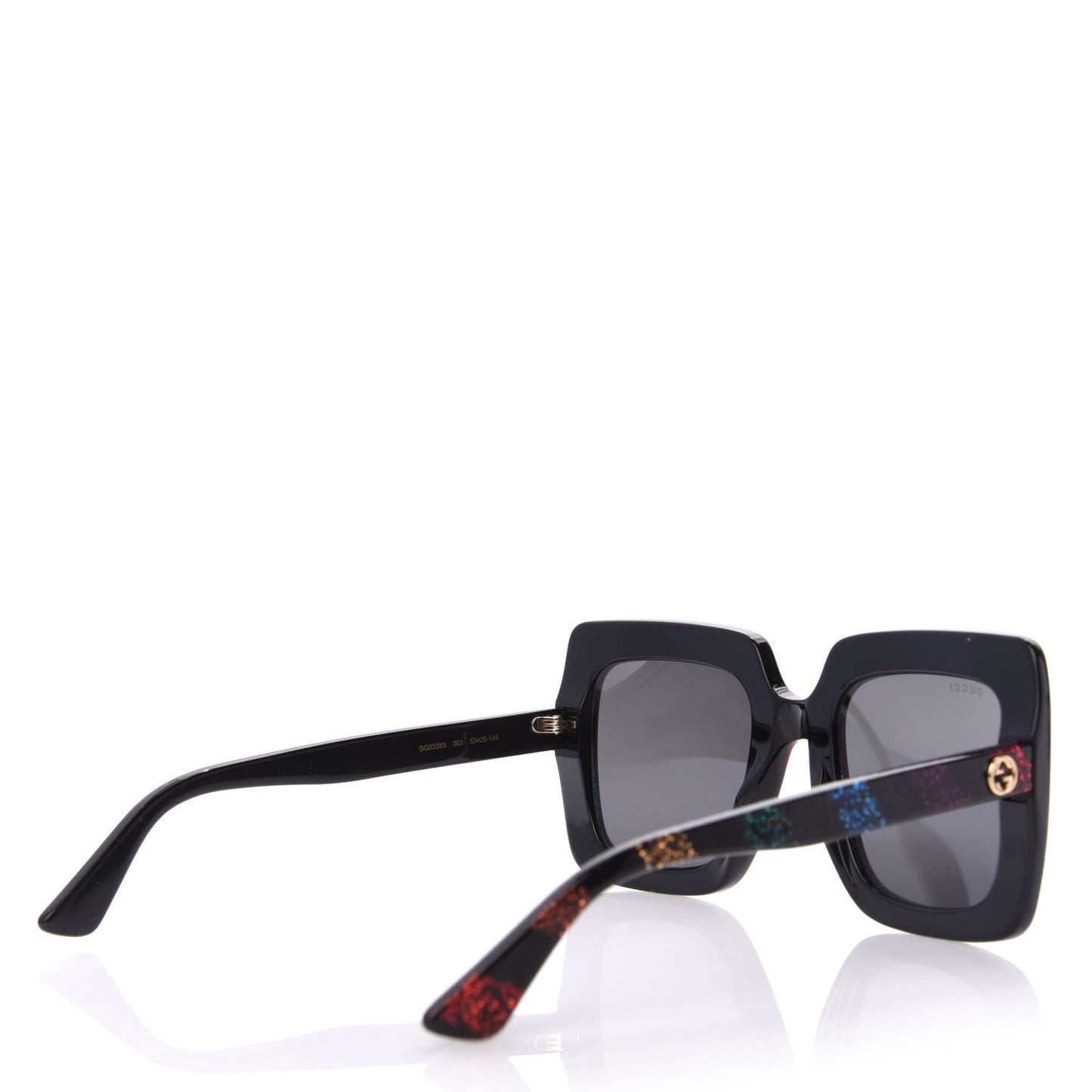 Acetate Oversize Stripe Sunglasses GG0328S Black Multi