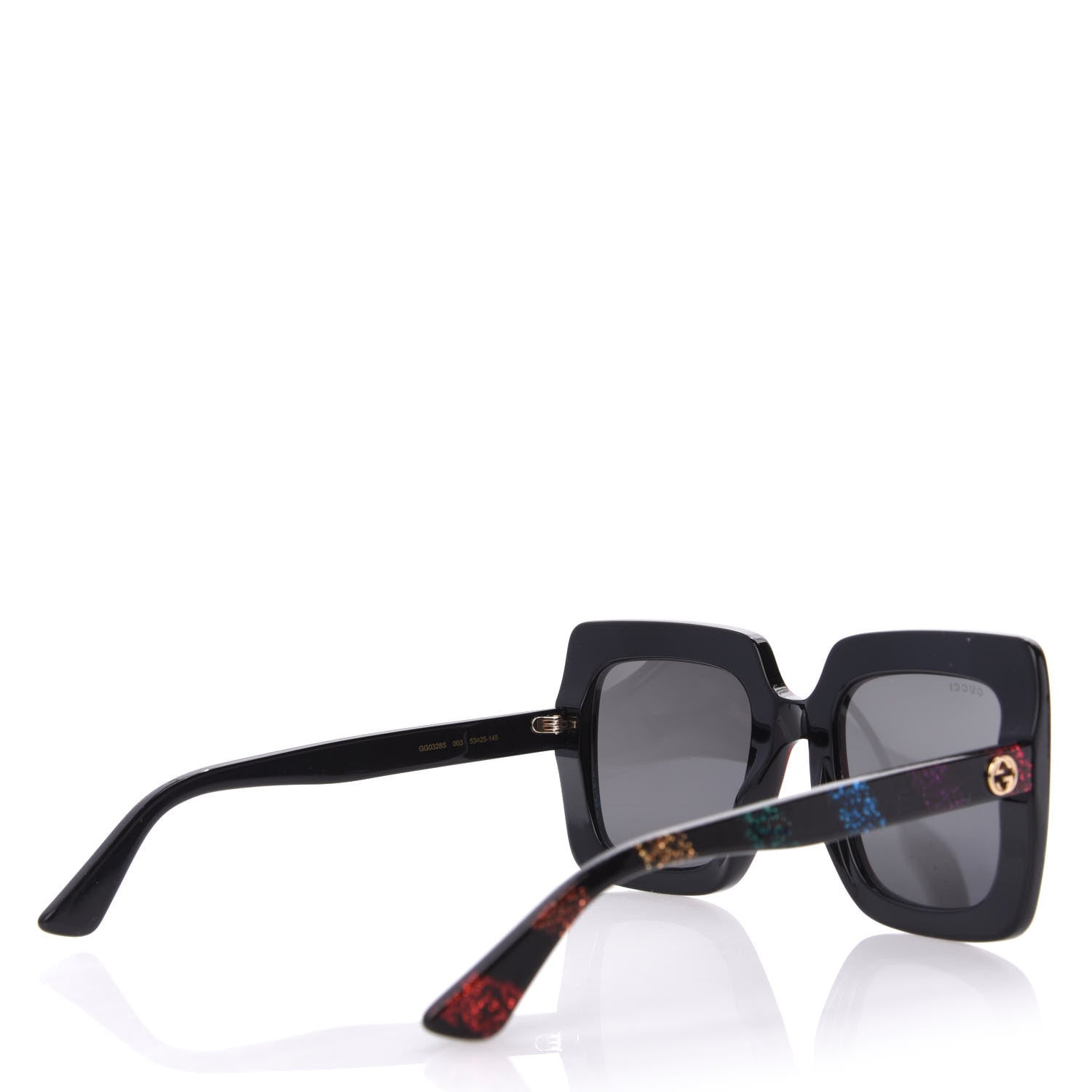 Gucci Acetate Oversize Stripe Sunglasses GG0328S Black Multi 4 of 8