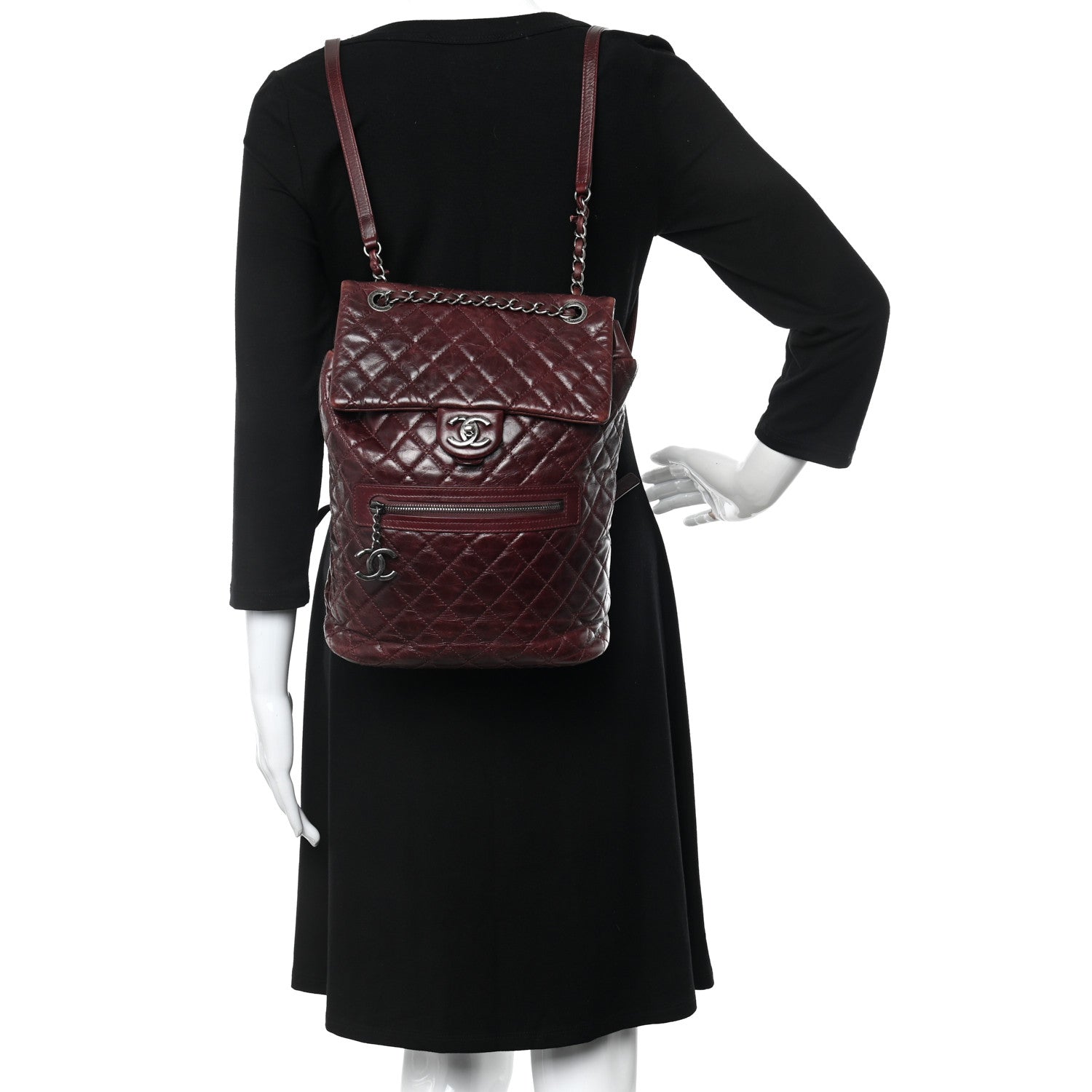 Chanel Glazed Calfskin Quilted Large Salzburg Backpack Burgundy 2 of 14