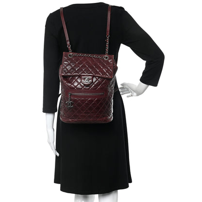 Chanel Glazed Calfskin Quilted Large Salzburg Backpack Burgundy 2 of 14