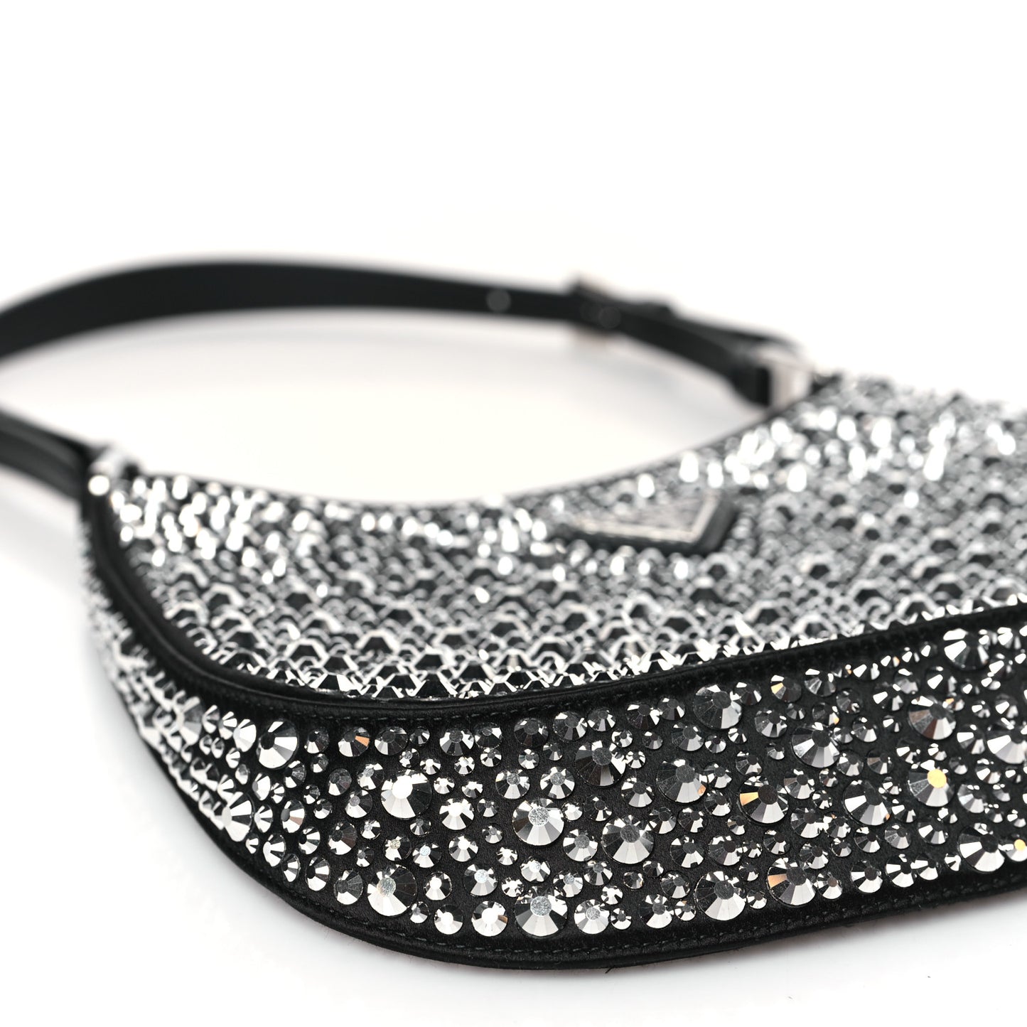 Satin Crystal Cleo Adjustable Strap Shoulder Bag Metal