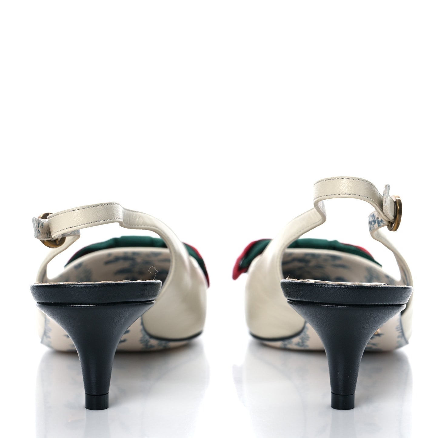 Malaga Kid Web Bow Jane Low Heel Slingback Pumps 35.5 Off White