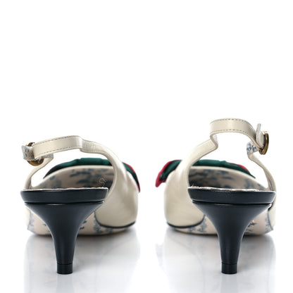 Gucci Malaga Kid Web Bow Jane Low Heel Slingback Pumps 35.5 Off White 5 of 9