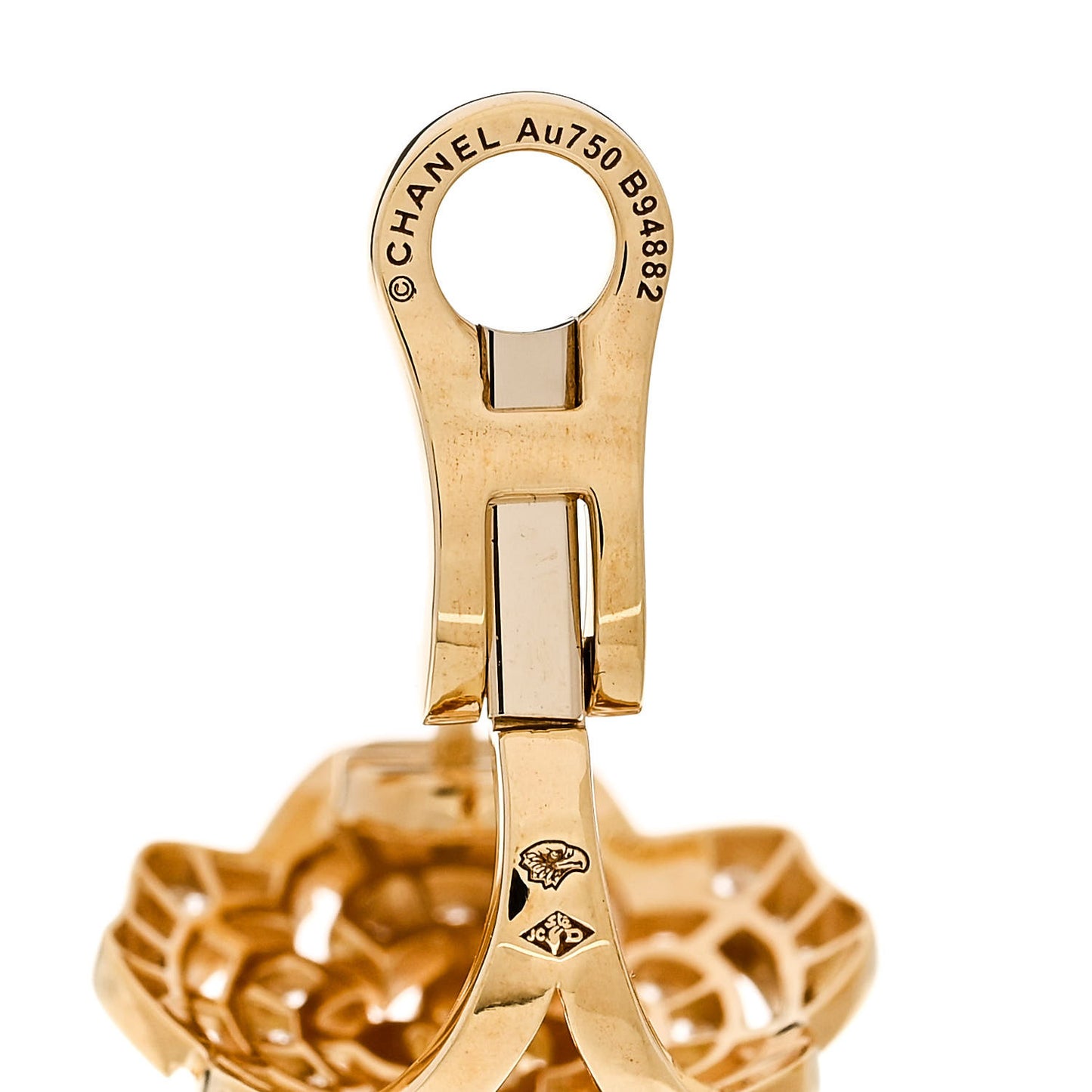 18K Yellow Gold Diamond Bouton de Camélia Earrings