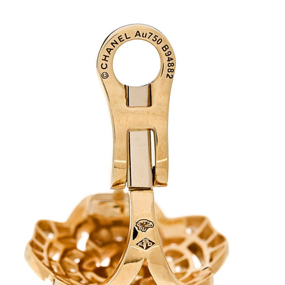 Chanel 18K Yellow Gold Diamond Bouton de Camélia Earrings 4 of 5