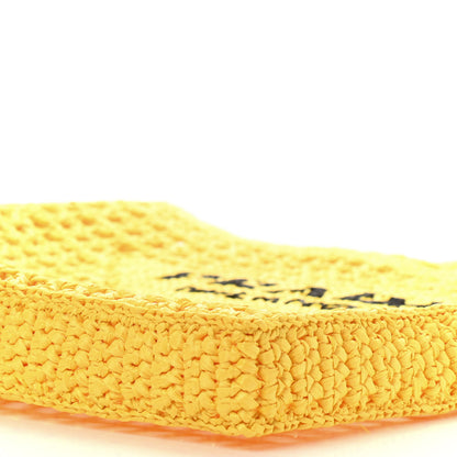 Prada Yarn Raffia Effect Crochet Logo Embroidered Tote Bag Giallo 9 of 9