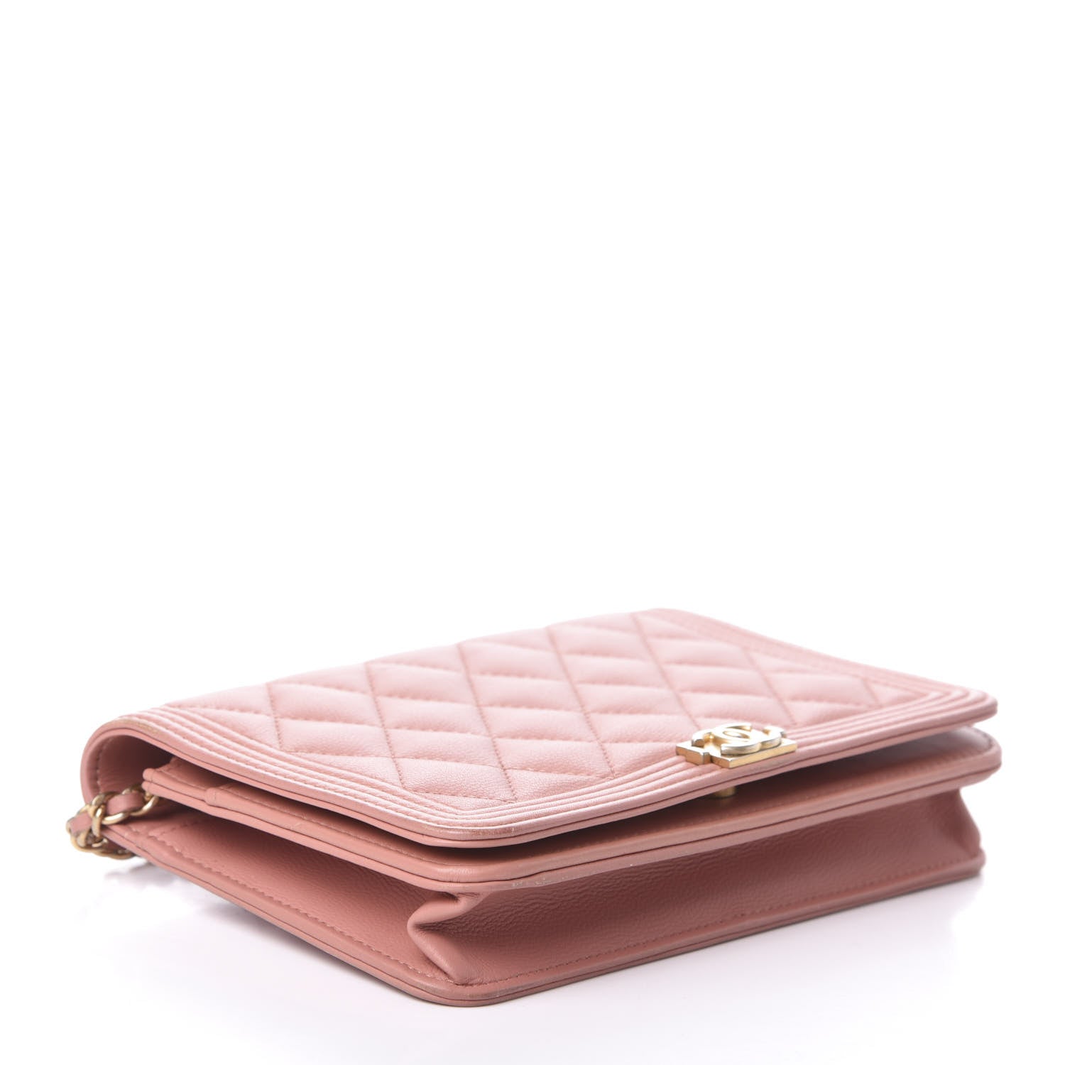 Chanel Caviar Quilted Boy Wallet On Chain WOC Light Pink 4 of 10