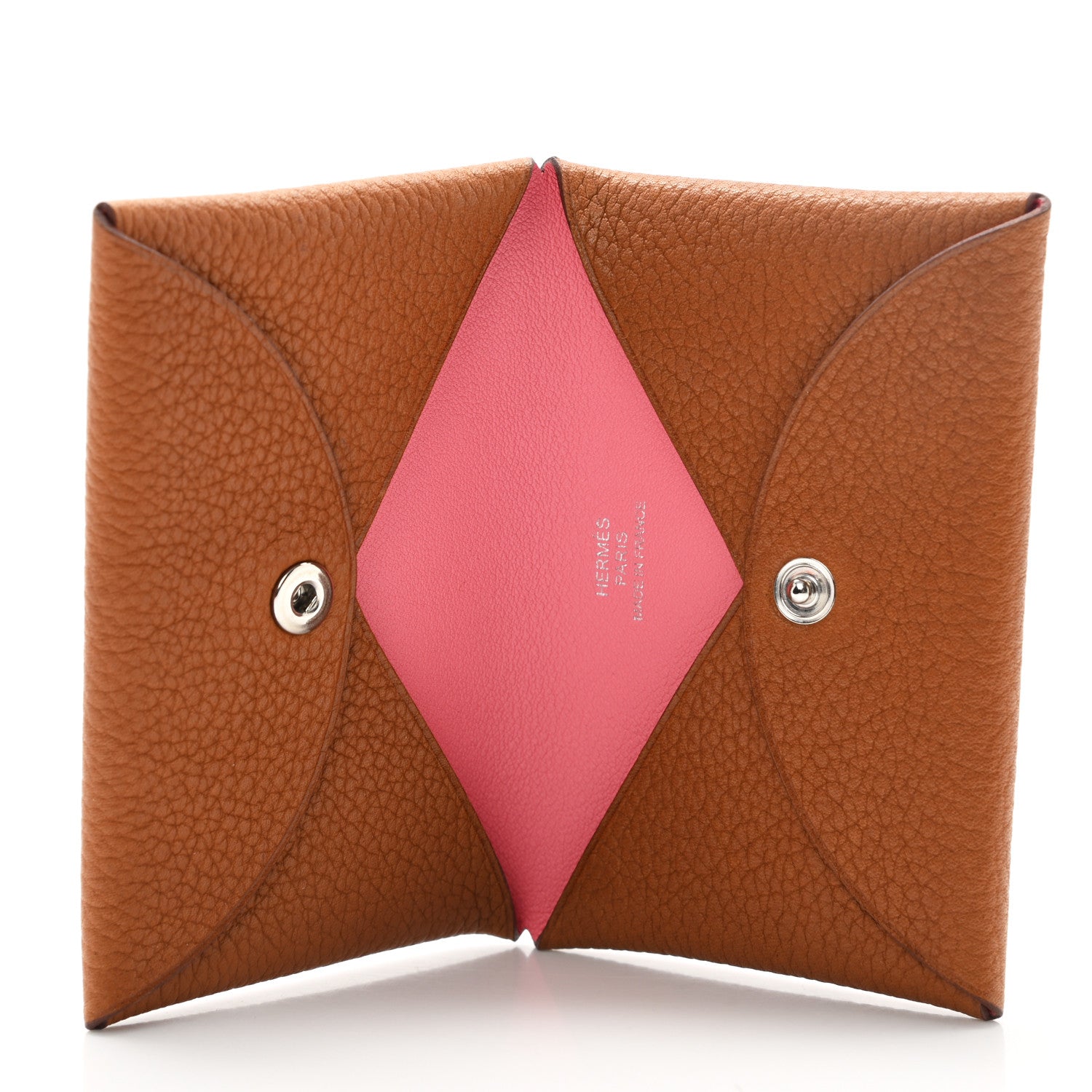 Hermes Barenia Faubourg Swift Verso Calvi Card Case Fauve Rose D'ete 5 of 10