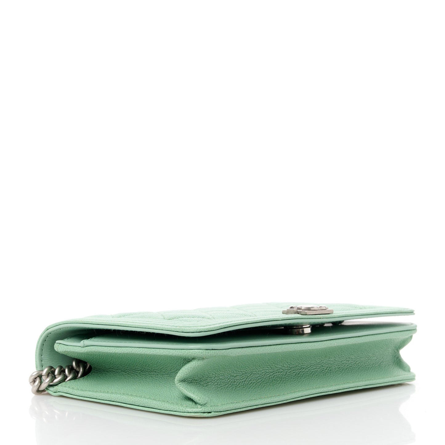 Caviar Quilted Boy Wallet On Chain WOC Light Gren