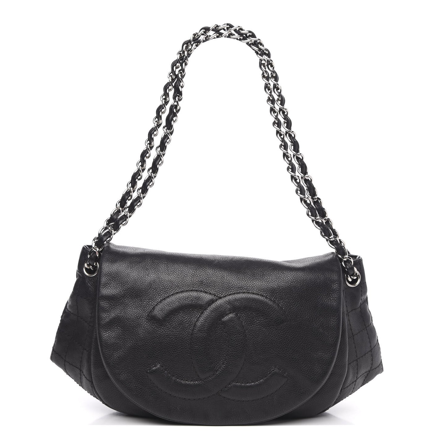 Caviar Half Moon Large Flap Black