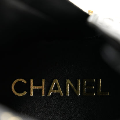 Chanel Shiny Calfskin Patent Quilted Chain Lace Up Combat Boots 39 Black 8 of 9