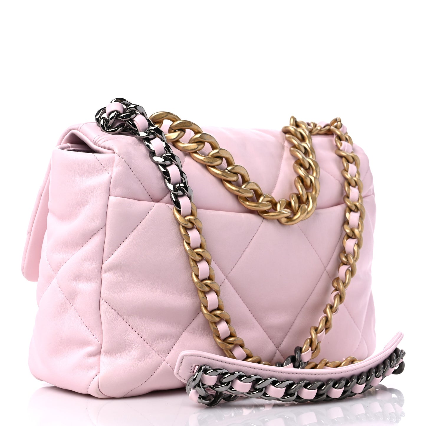 Lambskin Quilted Large Chanel 19 Flap Light Pink