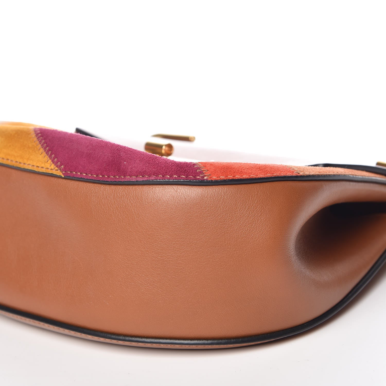 Chloe Calfskin Suede Rainbow Patchwork Drew Shoulder Bag Caramel 9 of 12