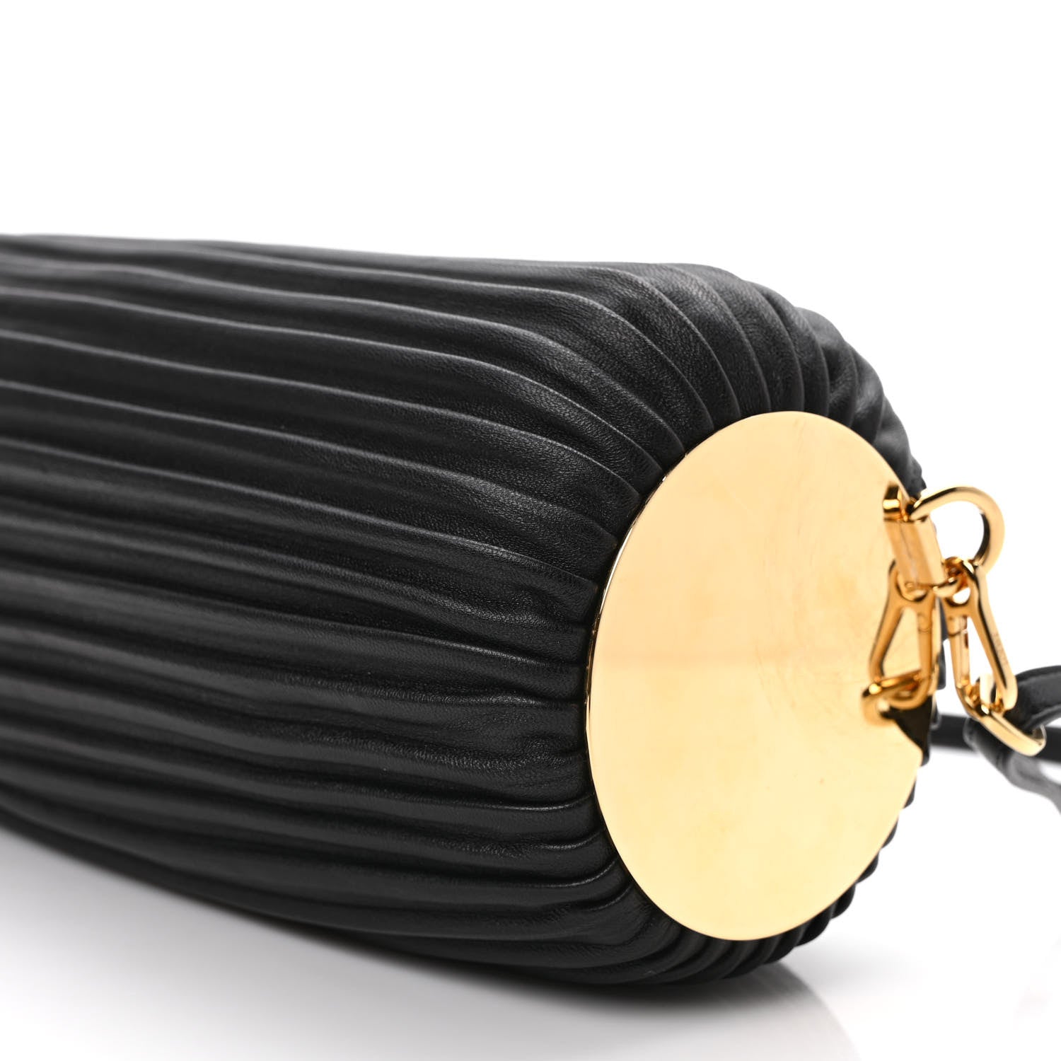 Loewe Lambskin Pleated Bracelet Pouch Shoulder Bag Black 8 of 8