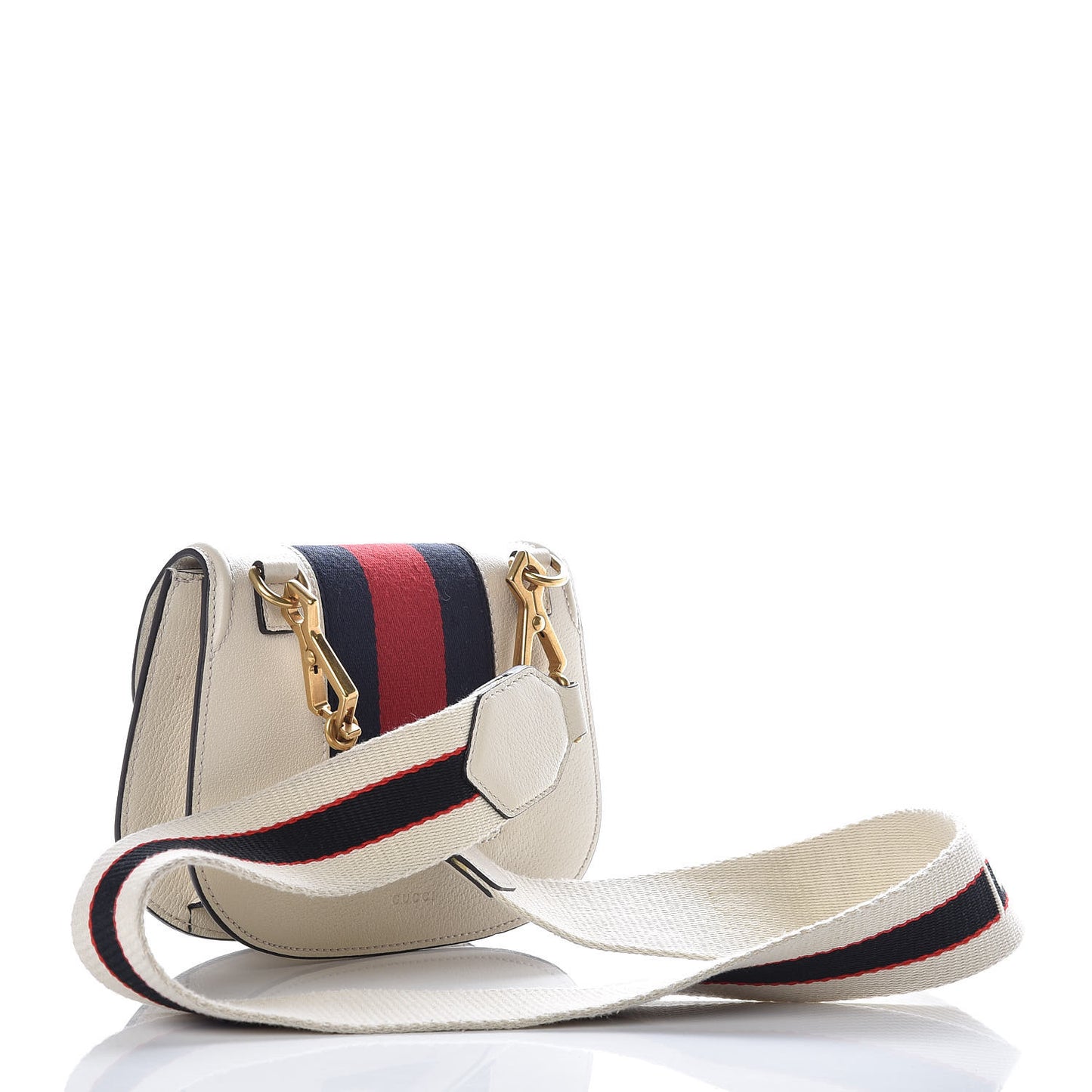 Calfskin Web Stripe Butterfly Small Totem Shoulder Bag White