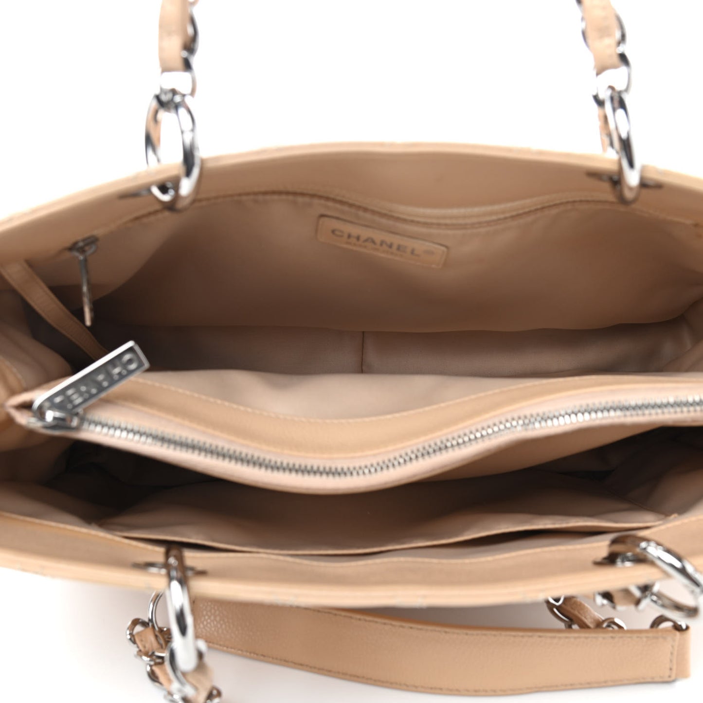 Caviar Quilted Grand Shopping Tote GST Beige Clair