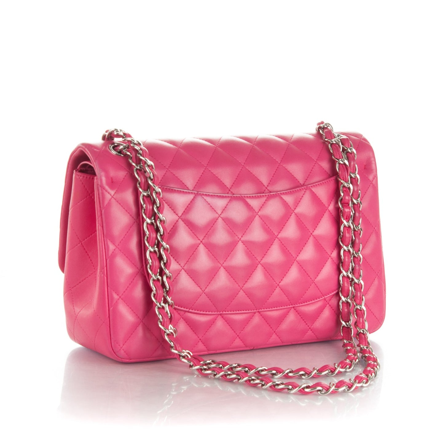 Lambskin Quilted Jumbo Double Flap Pink