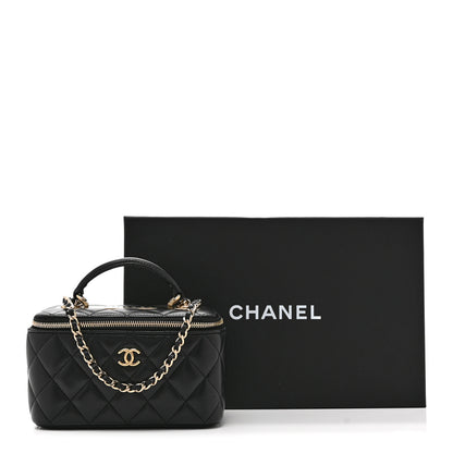 Chanel Lambskin Quilted Trendy Small Top Handle Vanity Case With Chain Black 12 of 12