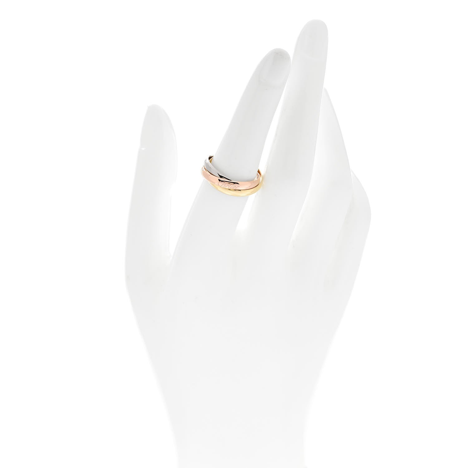 Cartier 18K Pink Yellow White Gold Small Trinity Ring 53 6.5 2 of 5