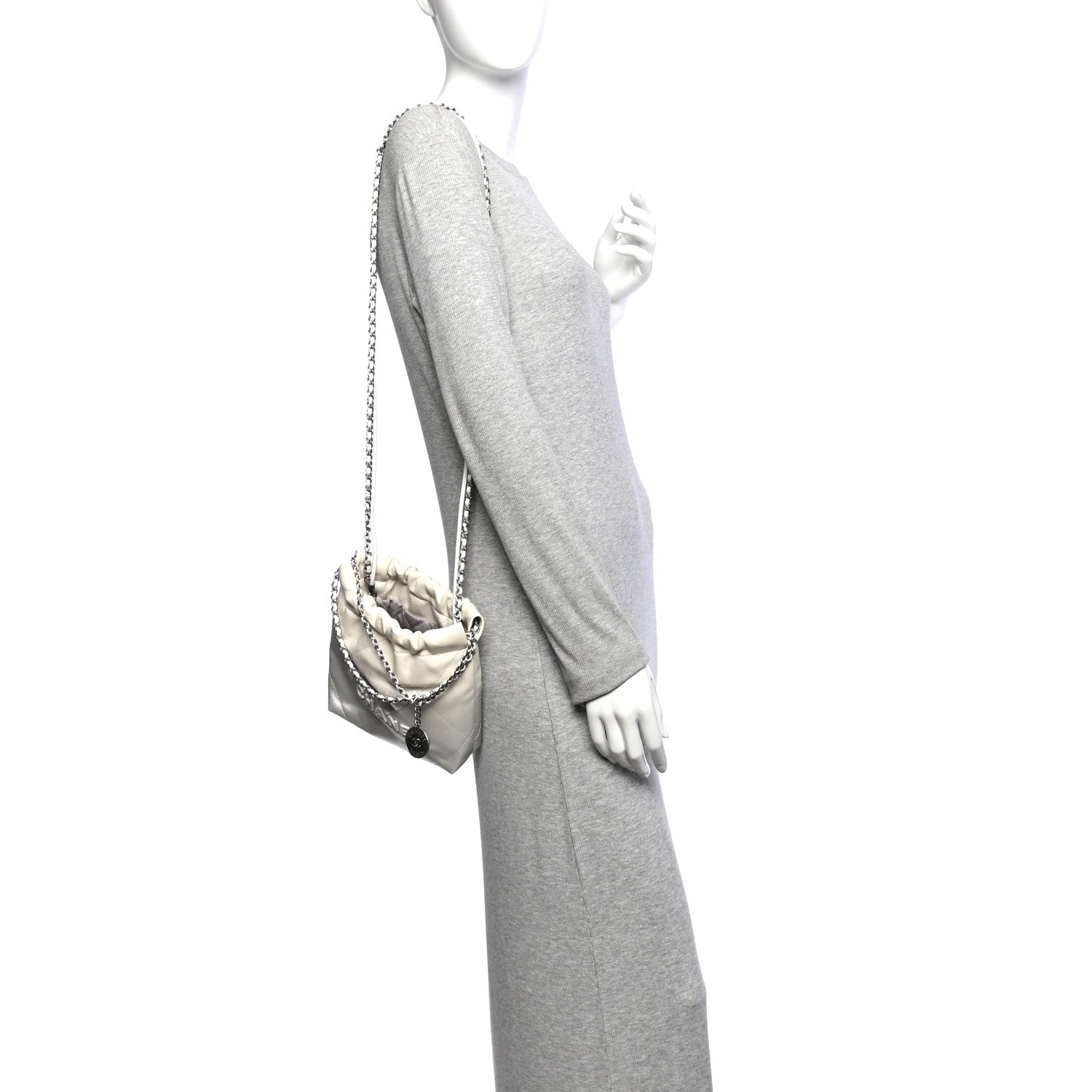 Chanel Metallic Shaded Calfskin Quilted Mini Chanel 22 White Silver 2 of 11