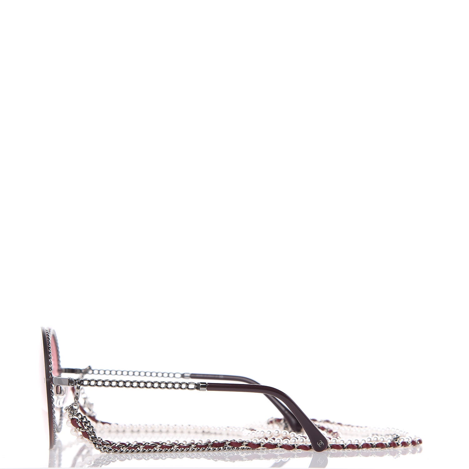 Chanel Round Removable Triple Hanging Chain Sunglasses 4245 Pink Silver 3 of 8