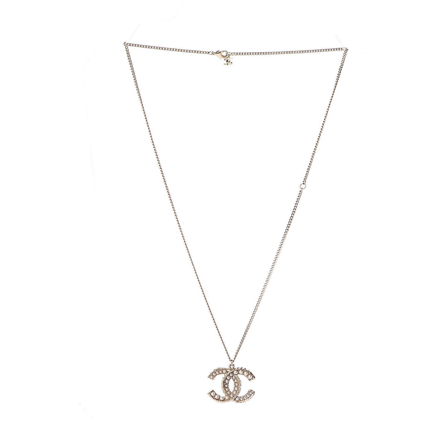 Pearl CC Pendant Necklace Gold
