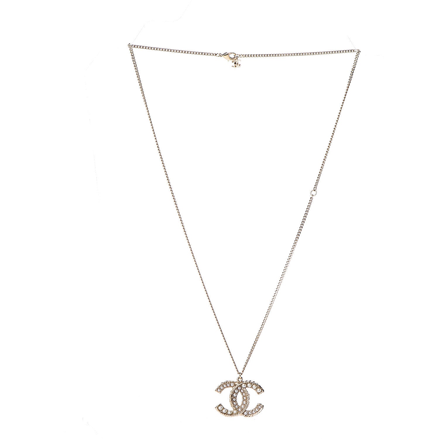Chanel Pearl CC Pendant Necklace Gold 3 of 4