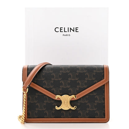 Celine Triomphe Canvas Calfskin Margo Wallet on Chain Tan 11 of 11