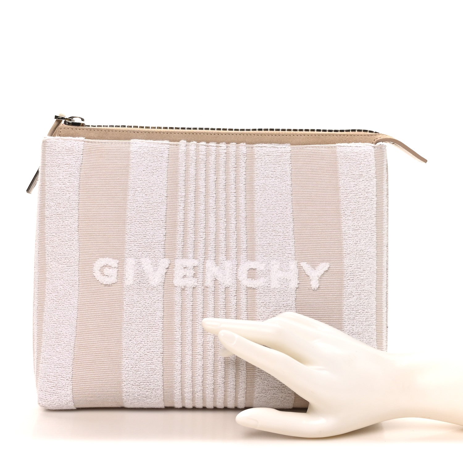 Givenchy Canvas Terry Striped Travel Pouch Ivory 2 of 7