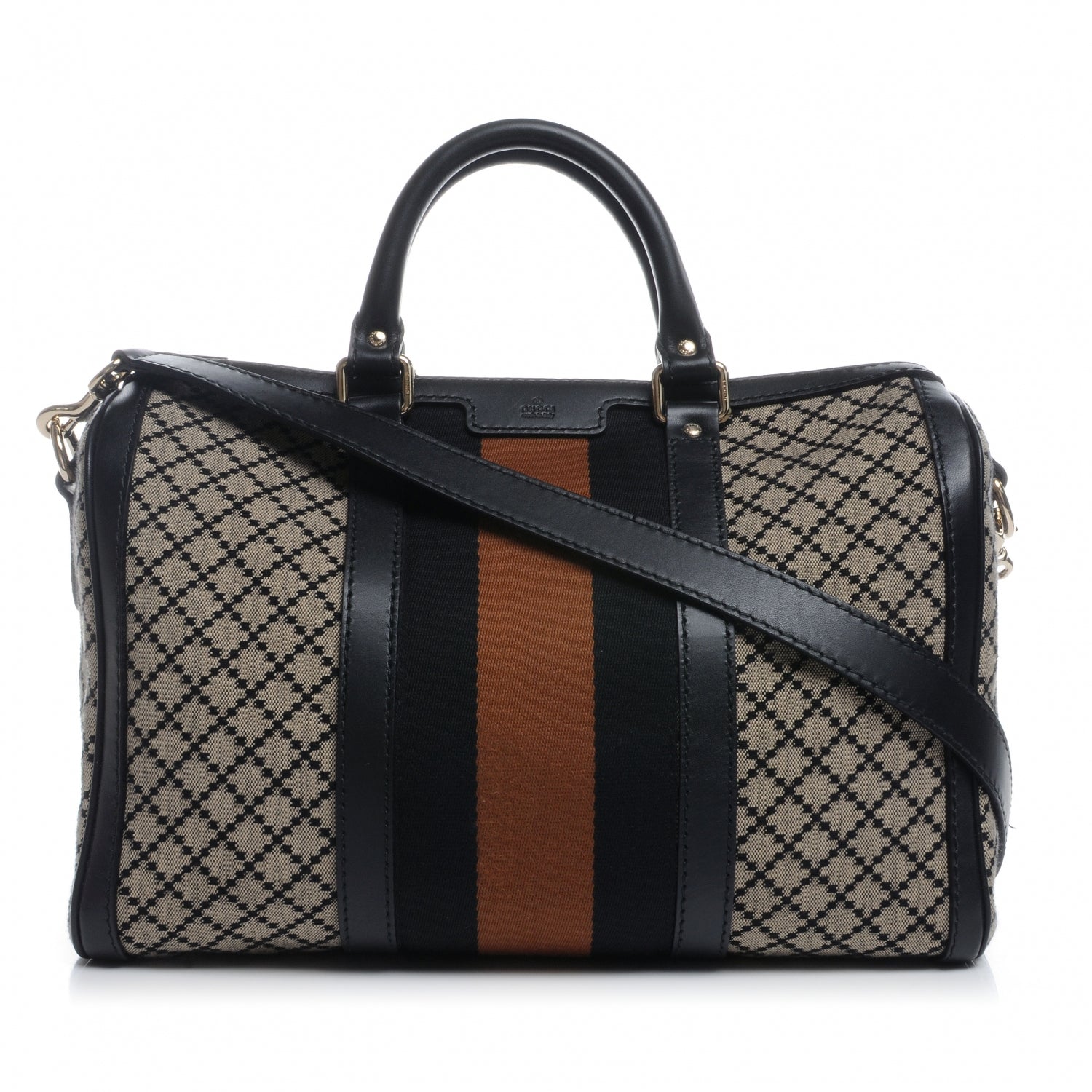 Gucci Diamante Vintage Web Medium Boston Black 1 of 7