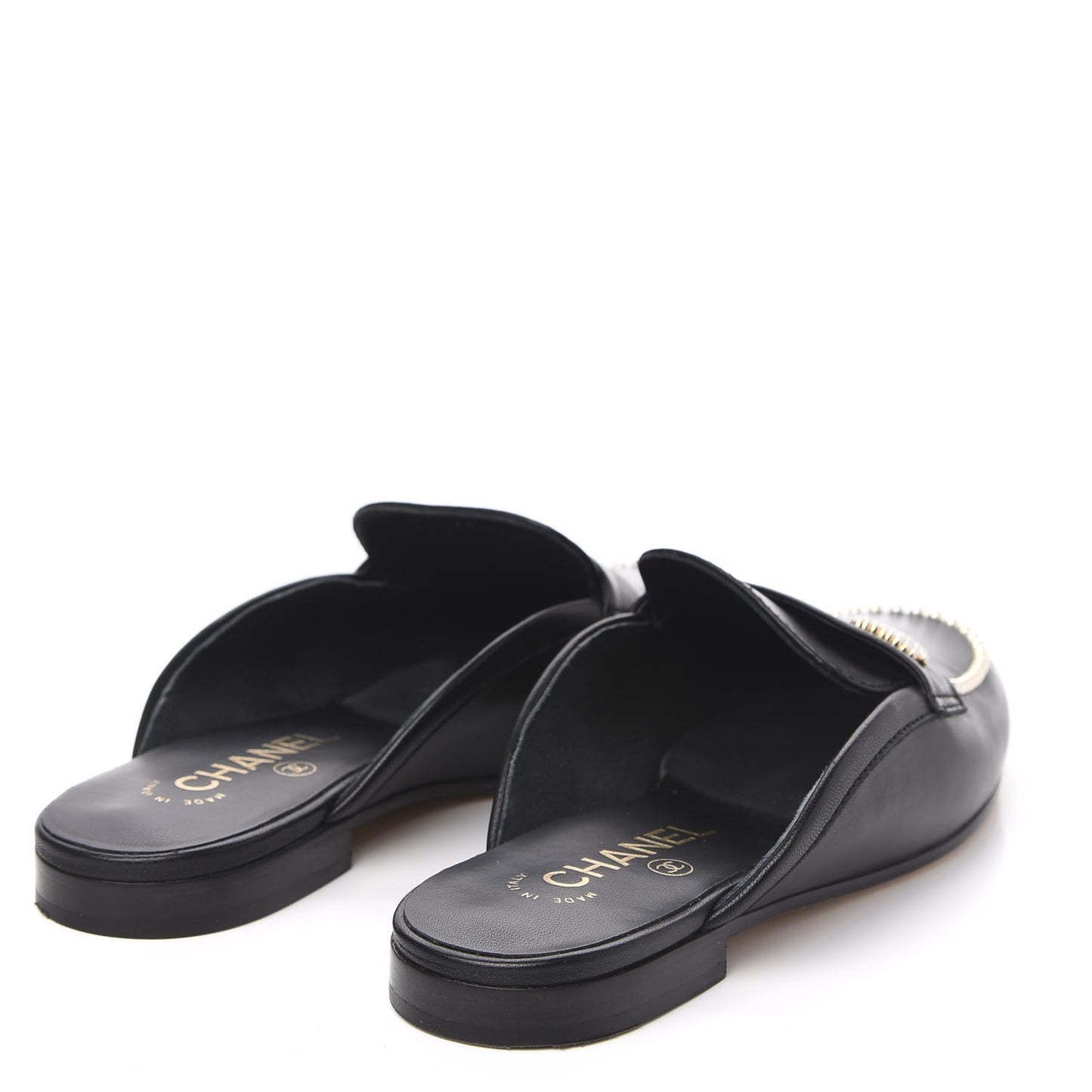 Lambskin Pearl CC Mules 36.5 Black